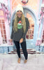 Smile Garment Dyed Long Sleeve Graphic Top