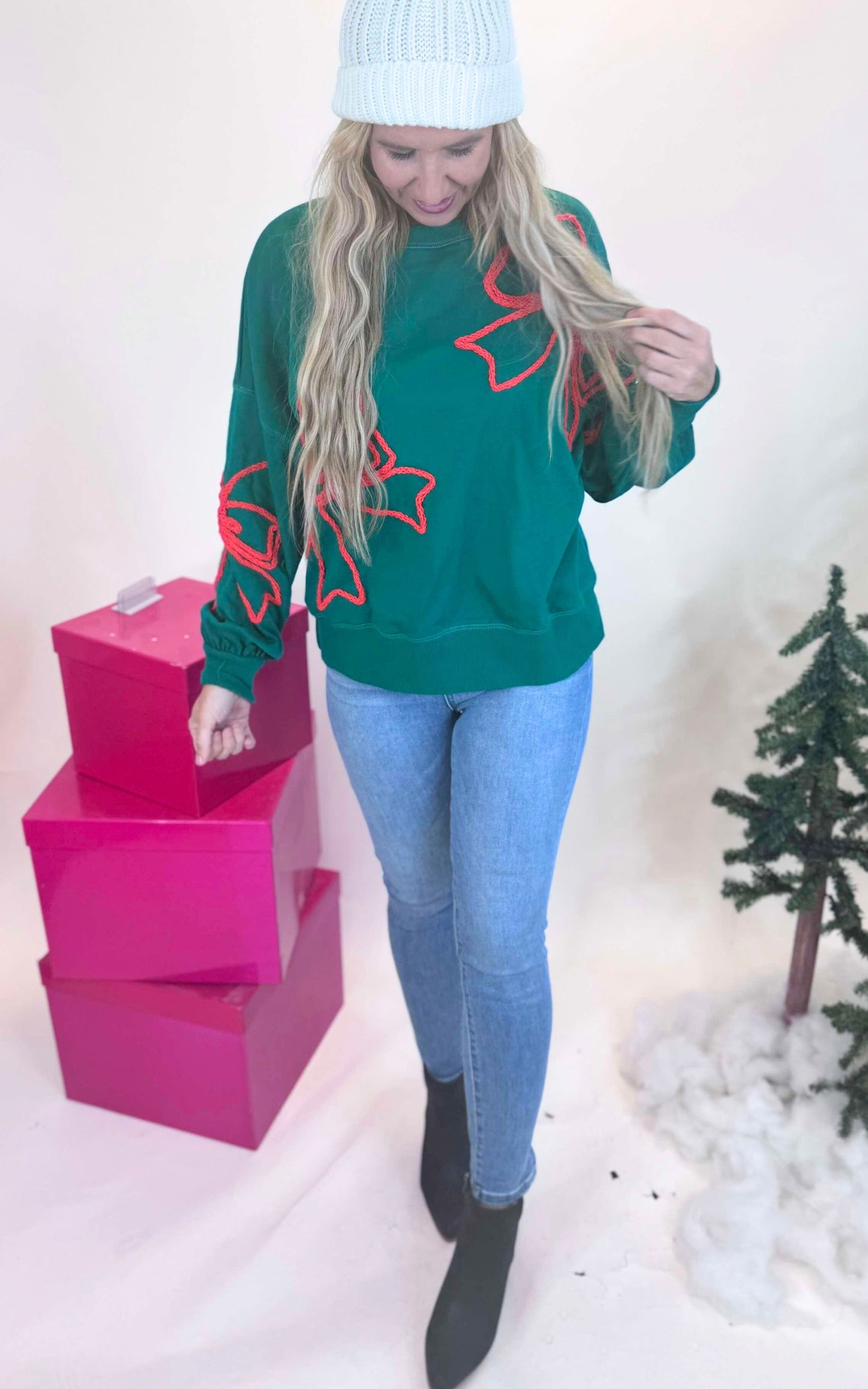 Christmas Bows Holiday Sweatshirt Top