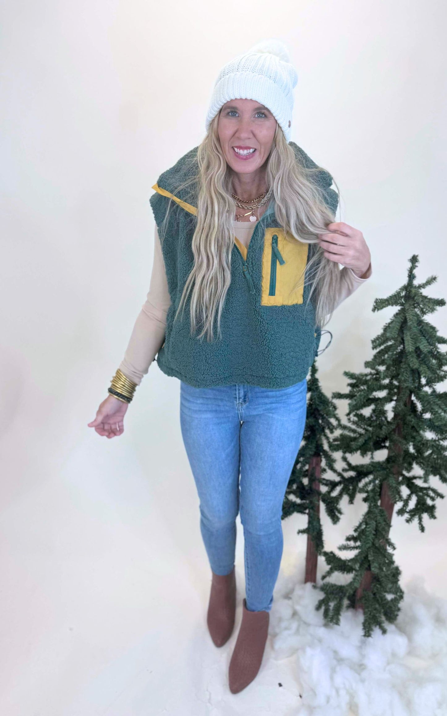 Sherpa Half Zip Sleeveless Sweater (3 COLORS)  | OLI & HALI *NASHVILLE LIVE PREORDER