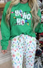 Sparkly Ho Ho Ho Holiday Green Graphic Crewneck Sweatshirt