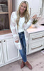 Cream Long Sleeve V-Neck Plaid Cardigan