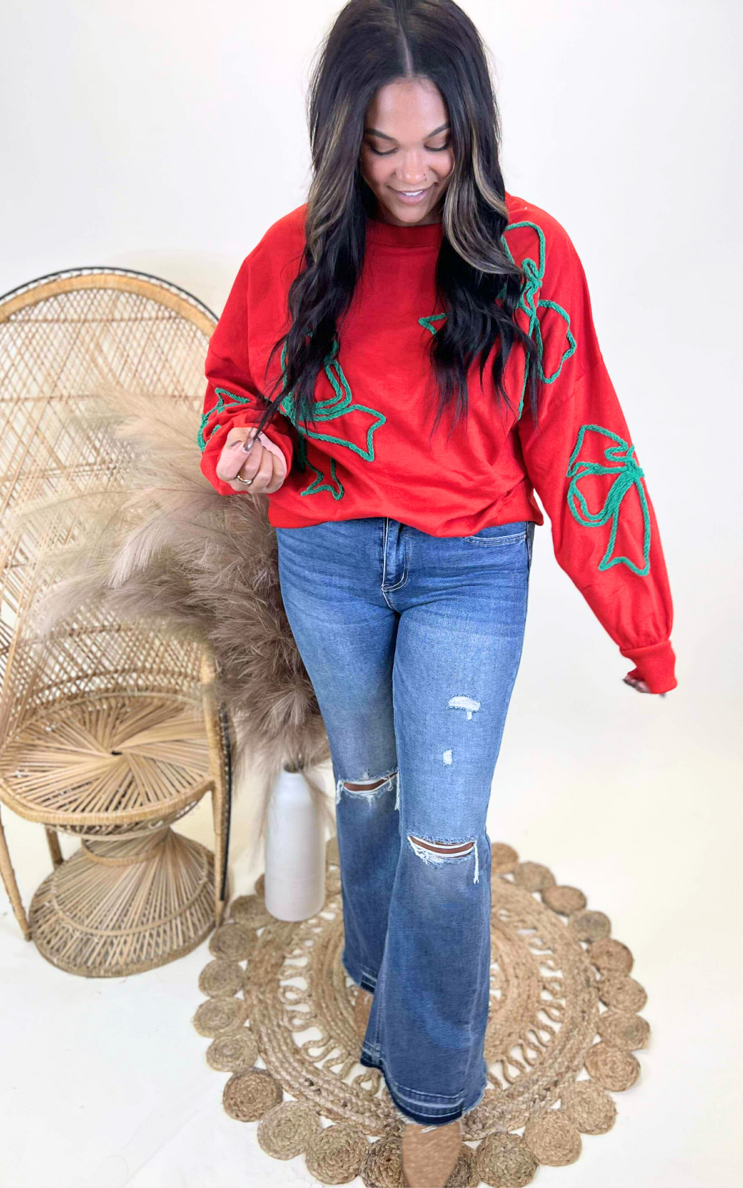 Christmas Bows Holiday Sweatshirt Top