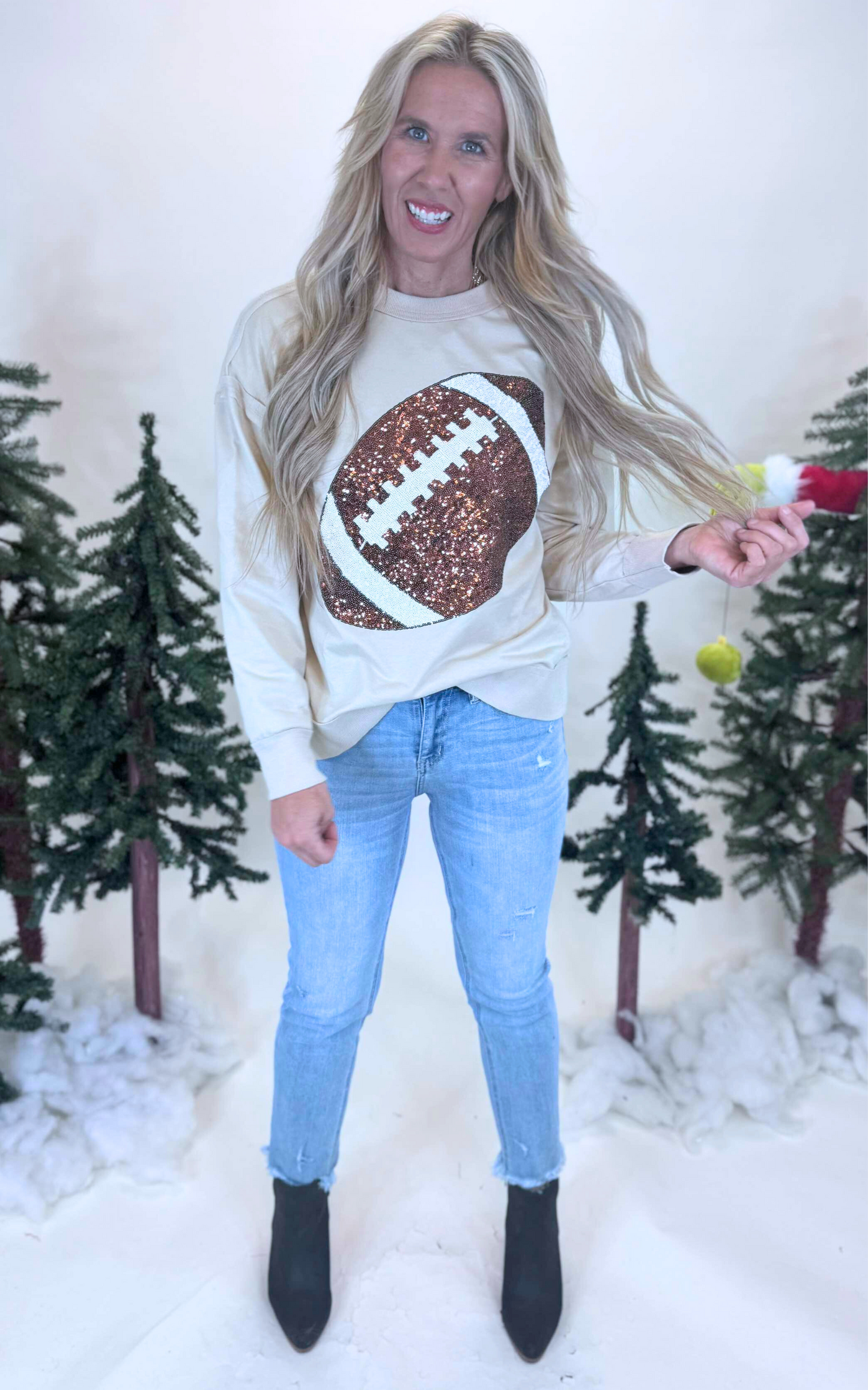 Sequin Football Long Sleeve Top