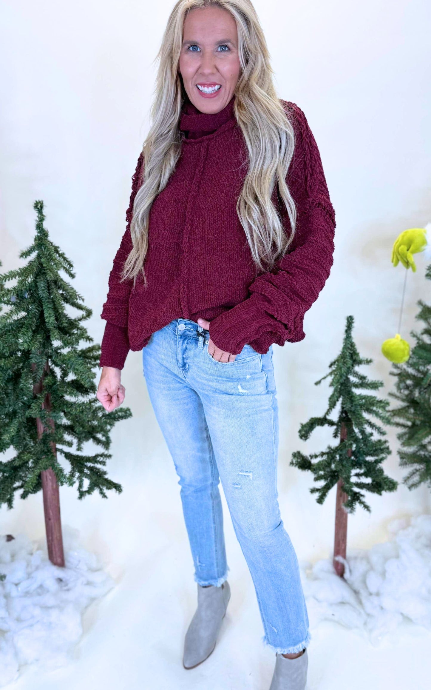 Wine Chunky Knit Sweater