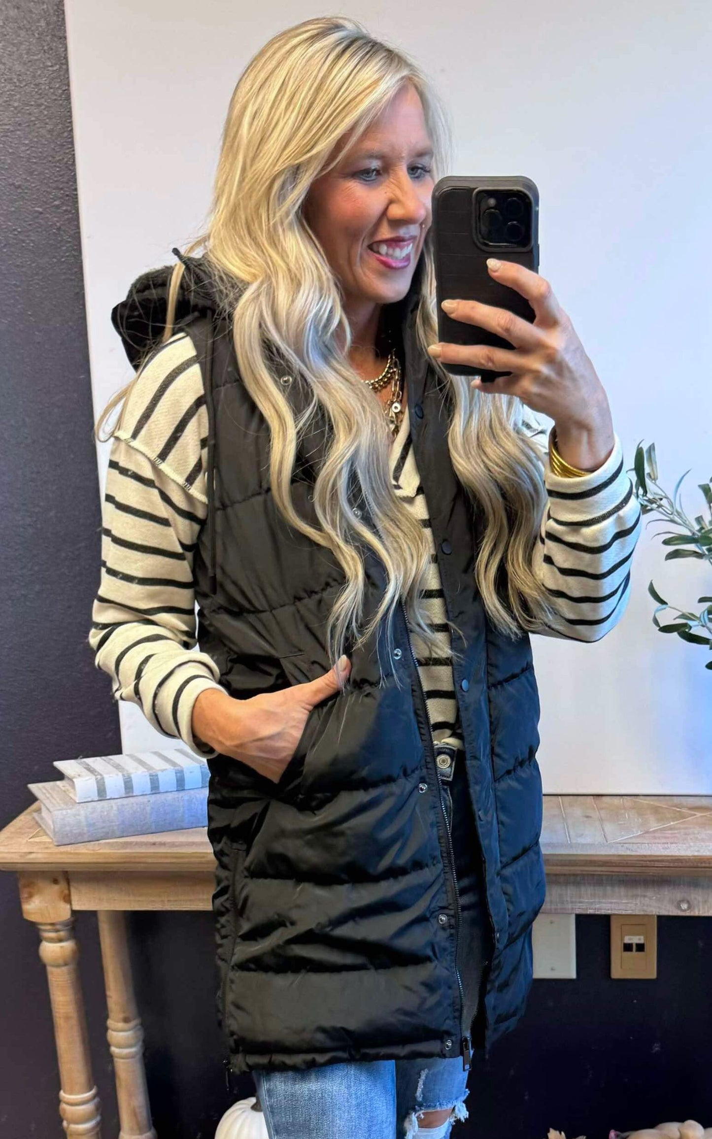 Long Puffer Black Vest