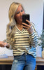 Puff Sleeve Stripe V-Neck Top