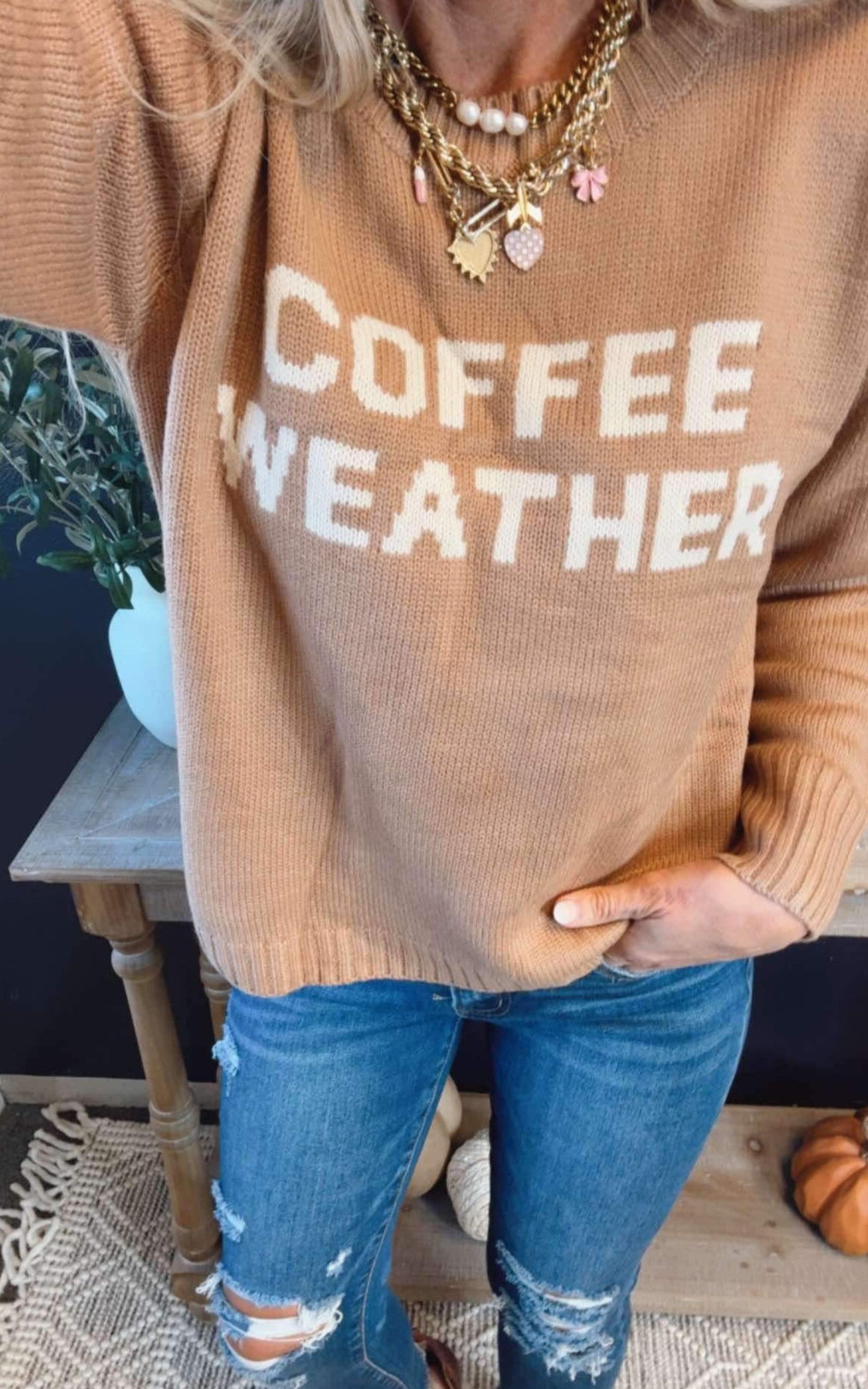 Lt. Brown Coffee Weather Sweater