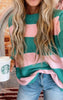 Atlantis Green Striped Knit Sweater Top