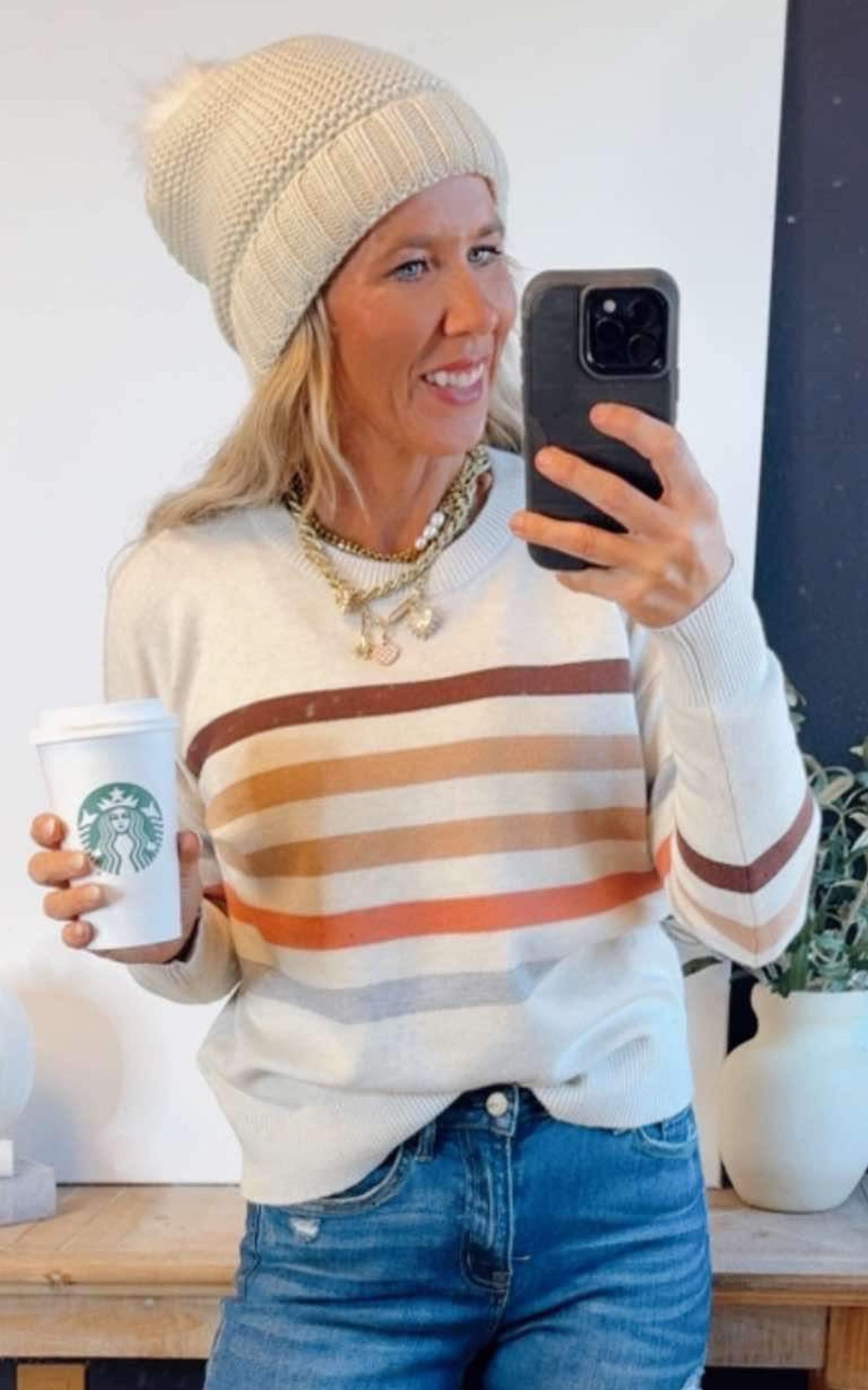 Multi-Color Stripe Sweater Top