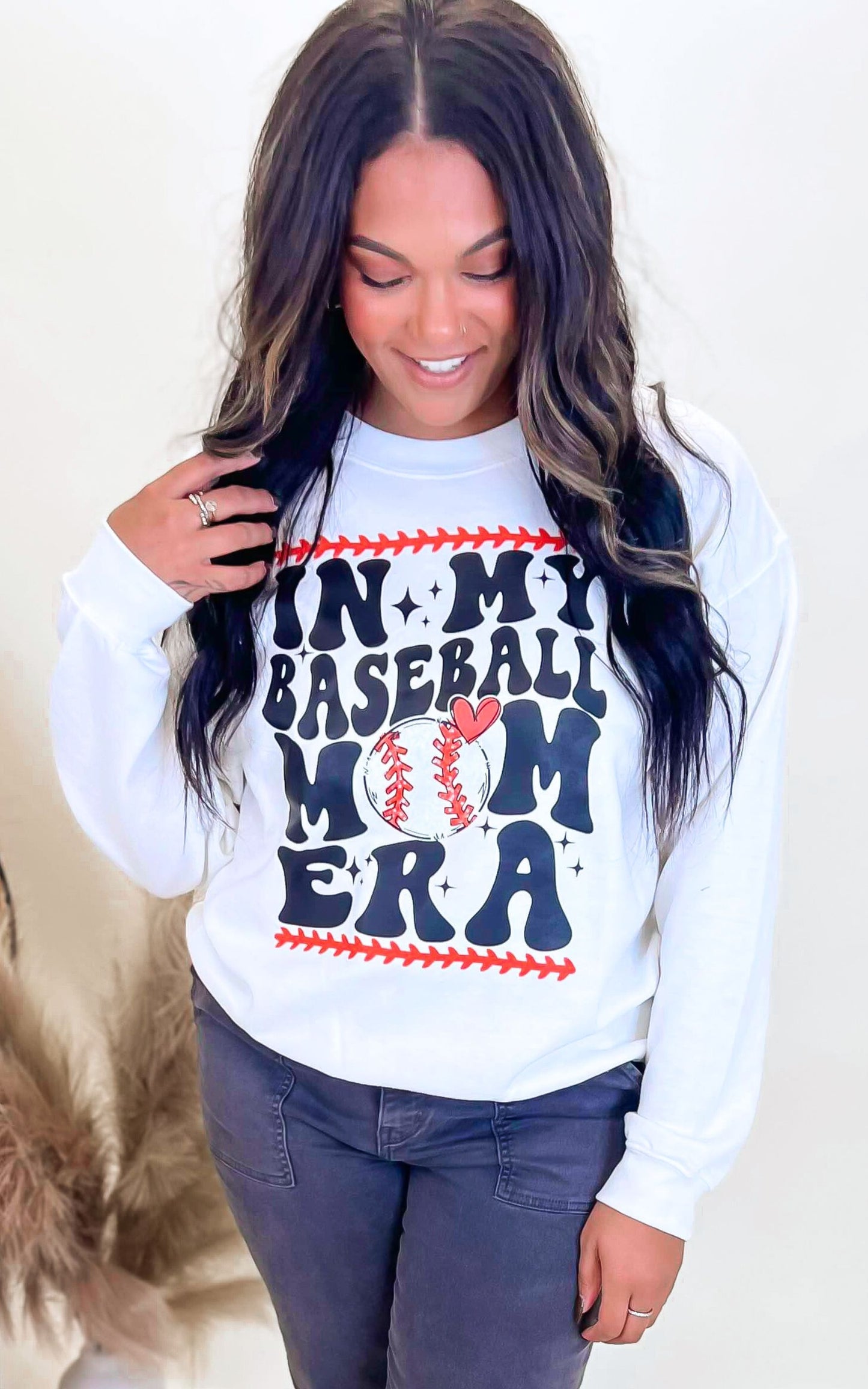 In My Baseball Mom Era Graphic Crewneck Sweatshirt