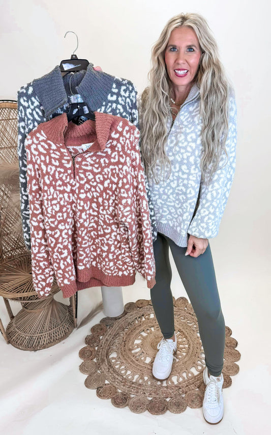 Cheetah 1/2 Mock Neck Dreamer Pullover | Salty Wave**DEAL-FINAL SALE