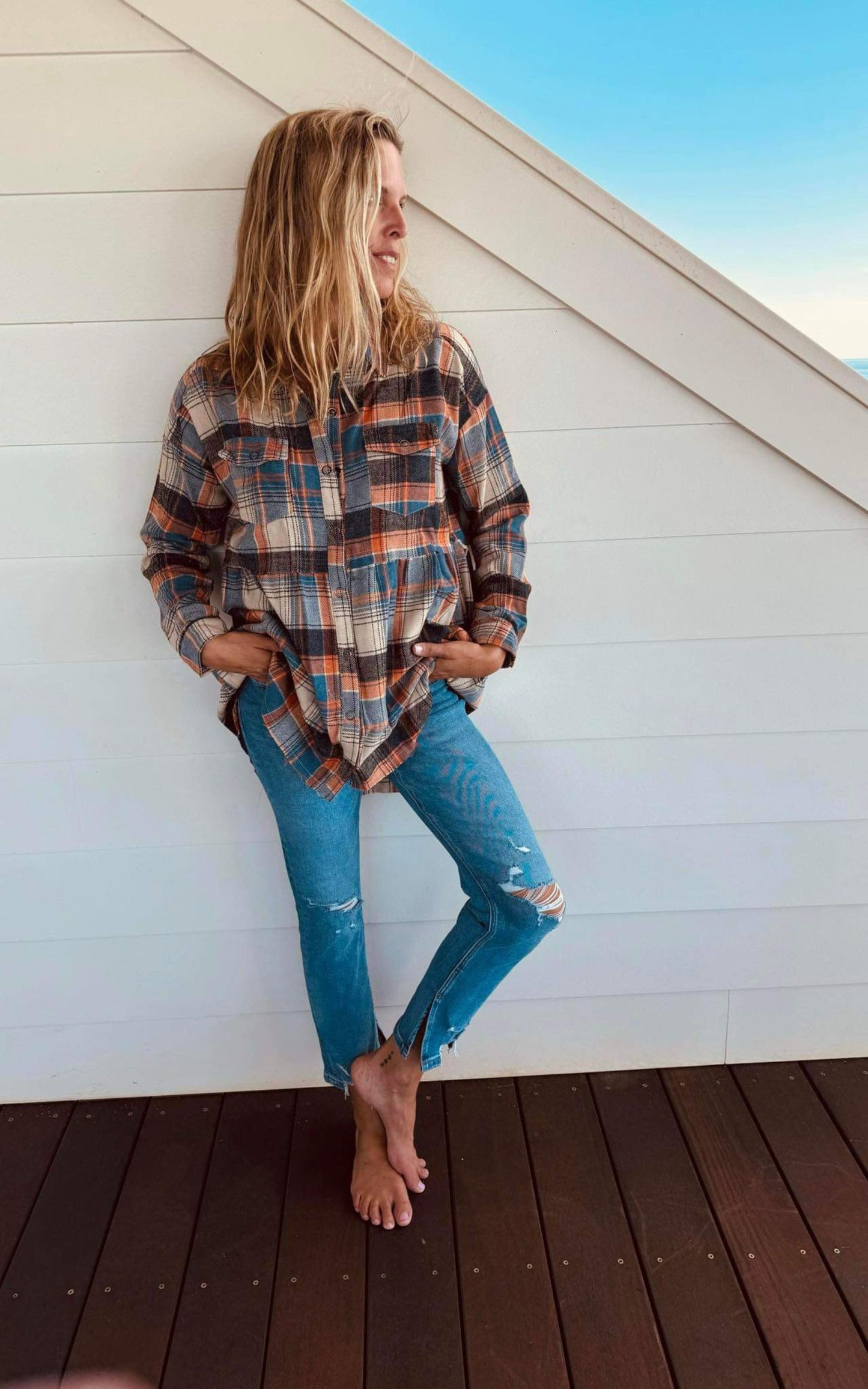 Plaid Babydoll Tunic Top