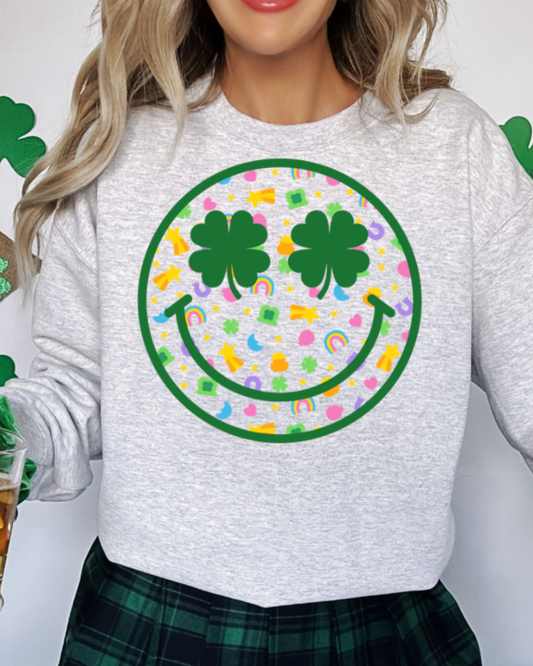Lucky Smile Ash Crewneck Graphic Sweatshirt