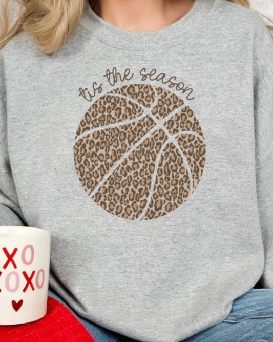 Tis the Season Basketball Ash Crewneck Graphic Sweatshirt