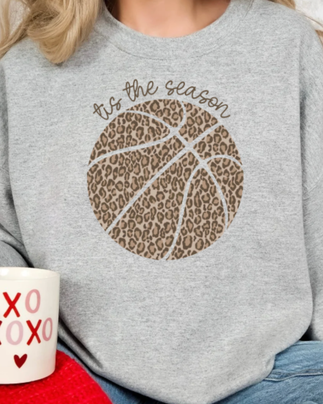Tis the Season Basketball Ash Crewneck Graphic Sweatshirt