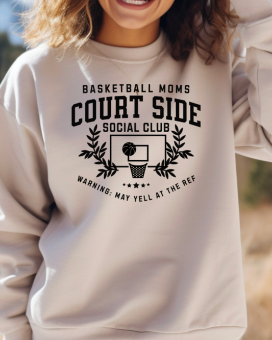Basketball Mom Courtside Club Sand Crewneck Graphic Sweatshirt