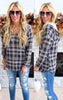 Smokey Blue Plaid Hoodie Top