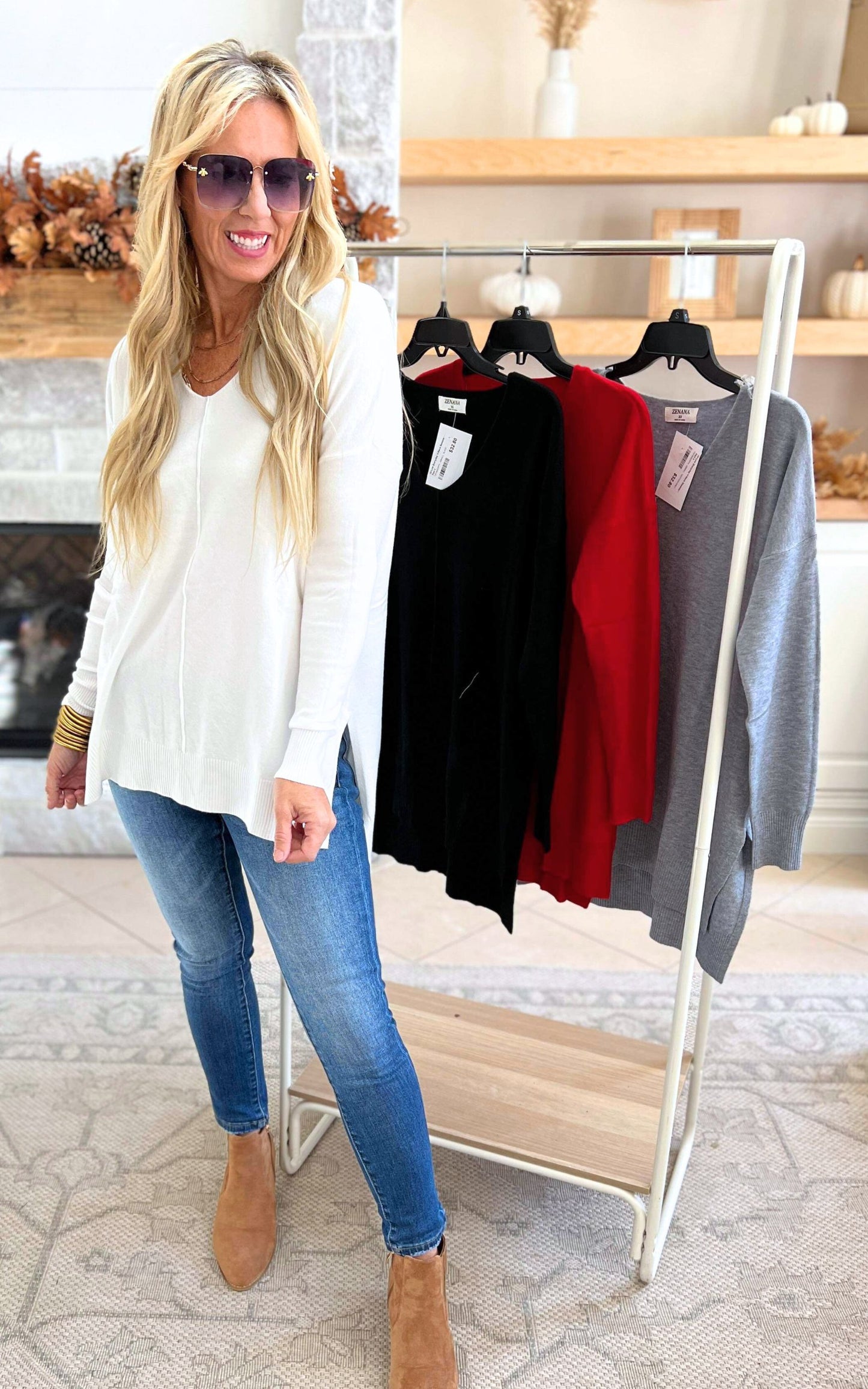 Hi-Low Everyday V-Neck Sweater - Part 4 - Final Sale