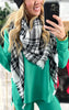 Black White Plaid Triangle Blanket Scarf - Final Sale