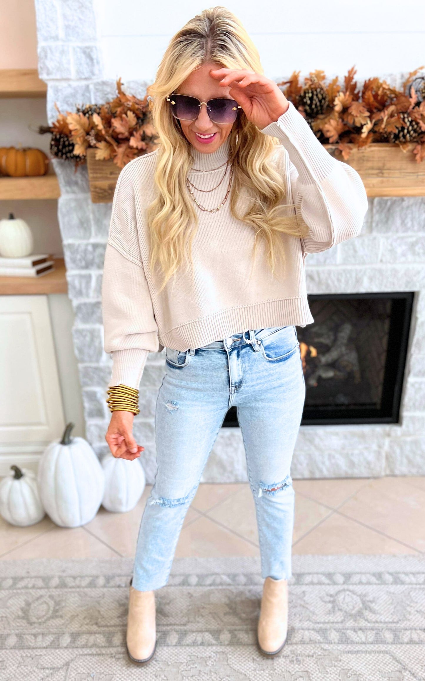 Meet Me Later Oversized Cropped Sweater - Final Sale