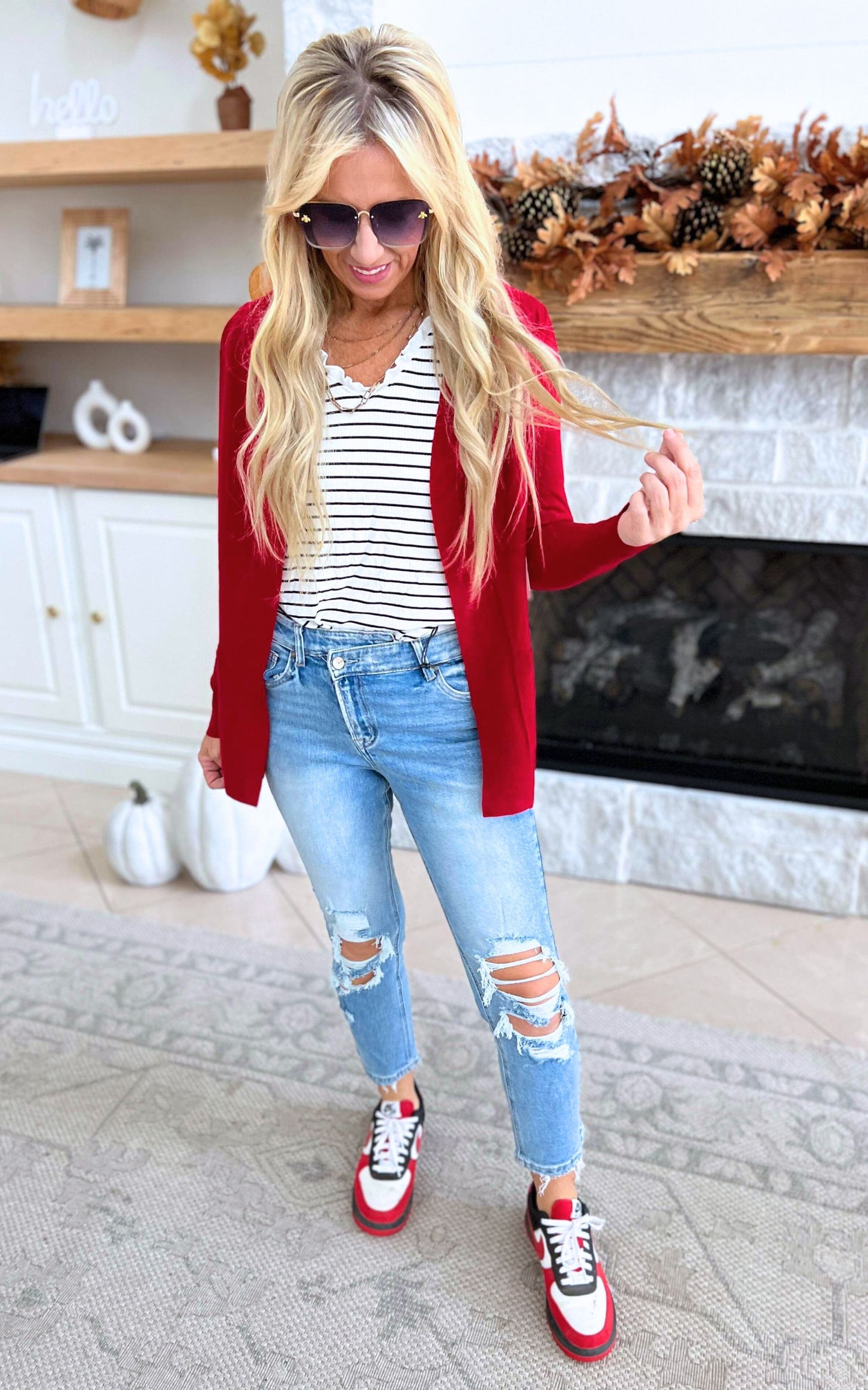 Our Favorite Boyfriend Cardigan - Red