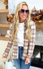 Falling for Plaid Roll Up Long Sleeve Top - Mocha