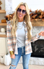 Falling for Plaid Roll Up Long Sleeve Top- Ivory