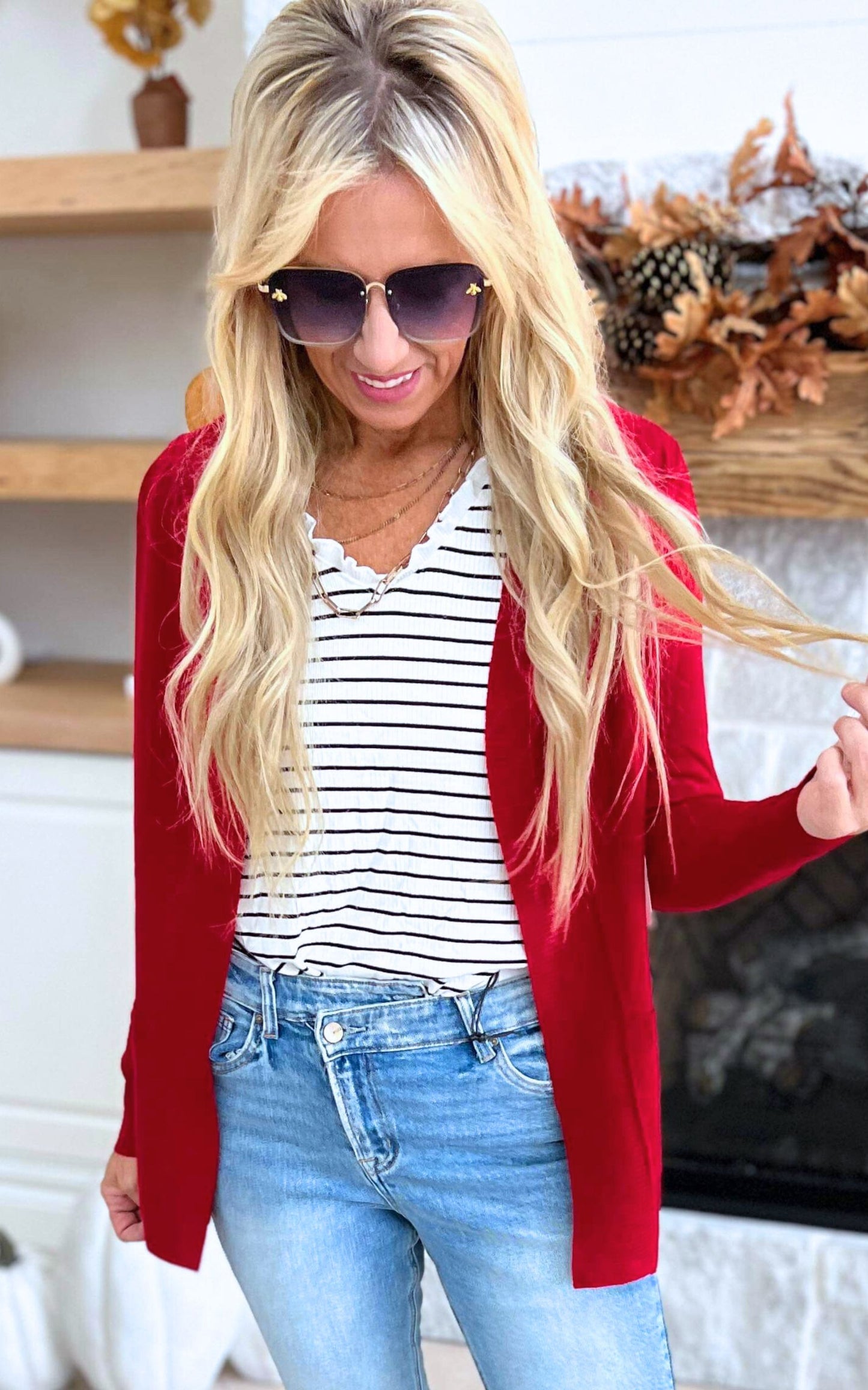 Our Favorite Boyfriend Cardigan - Red