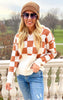 Checkered V-Neck Sweater Hoodie