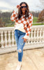 Checkered V-Neck Sweater Hoodie