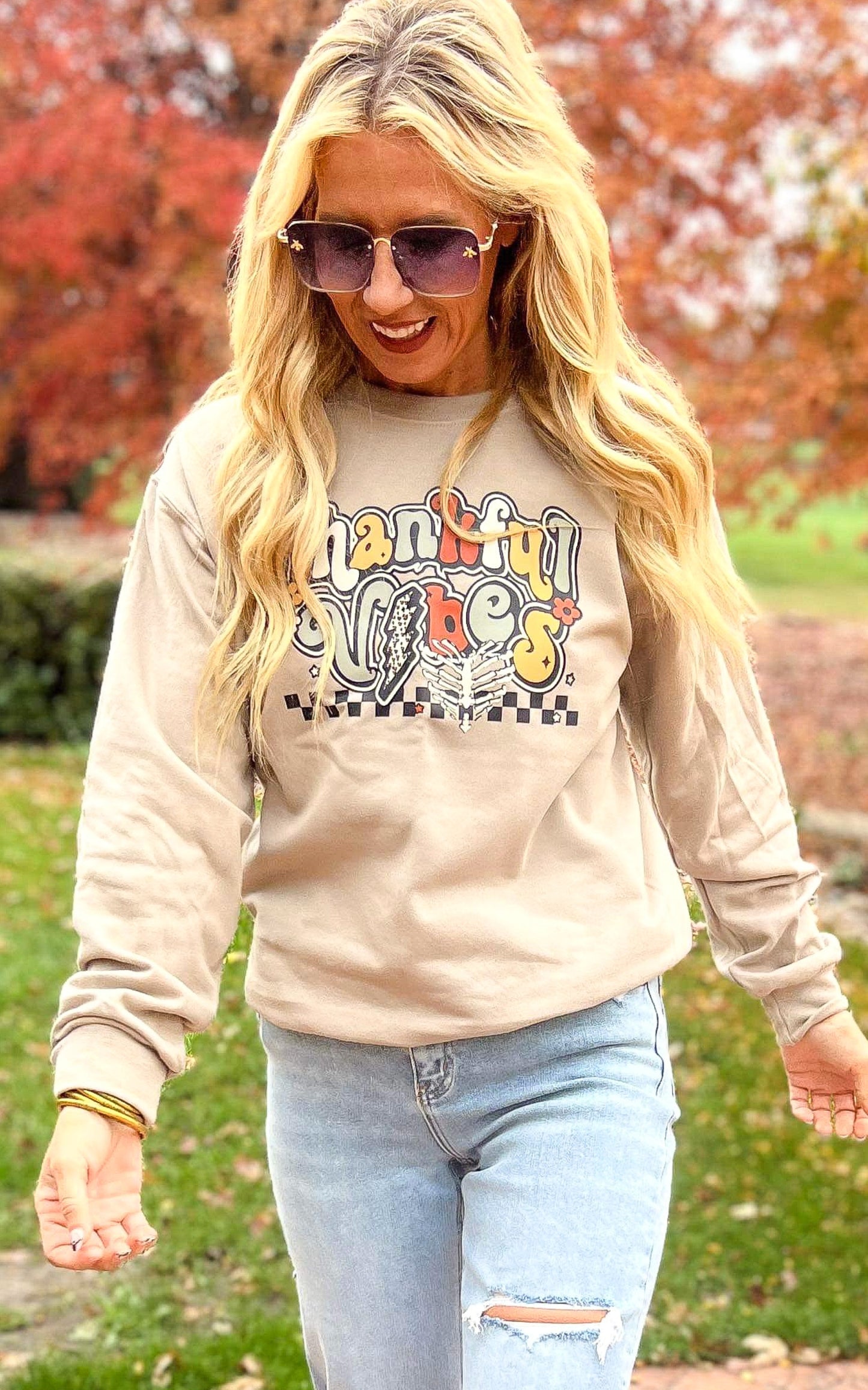 Thankful Vibes Crewneck Sweatshirt**