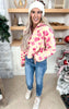 Fuchsia Floral Sherpa Pullover Tops - Final Sale