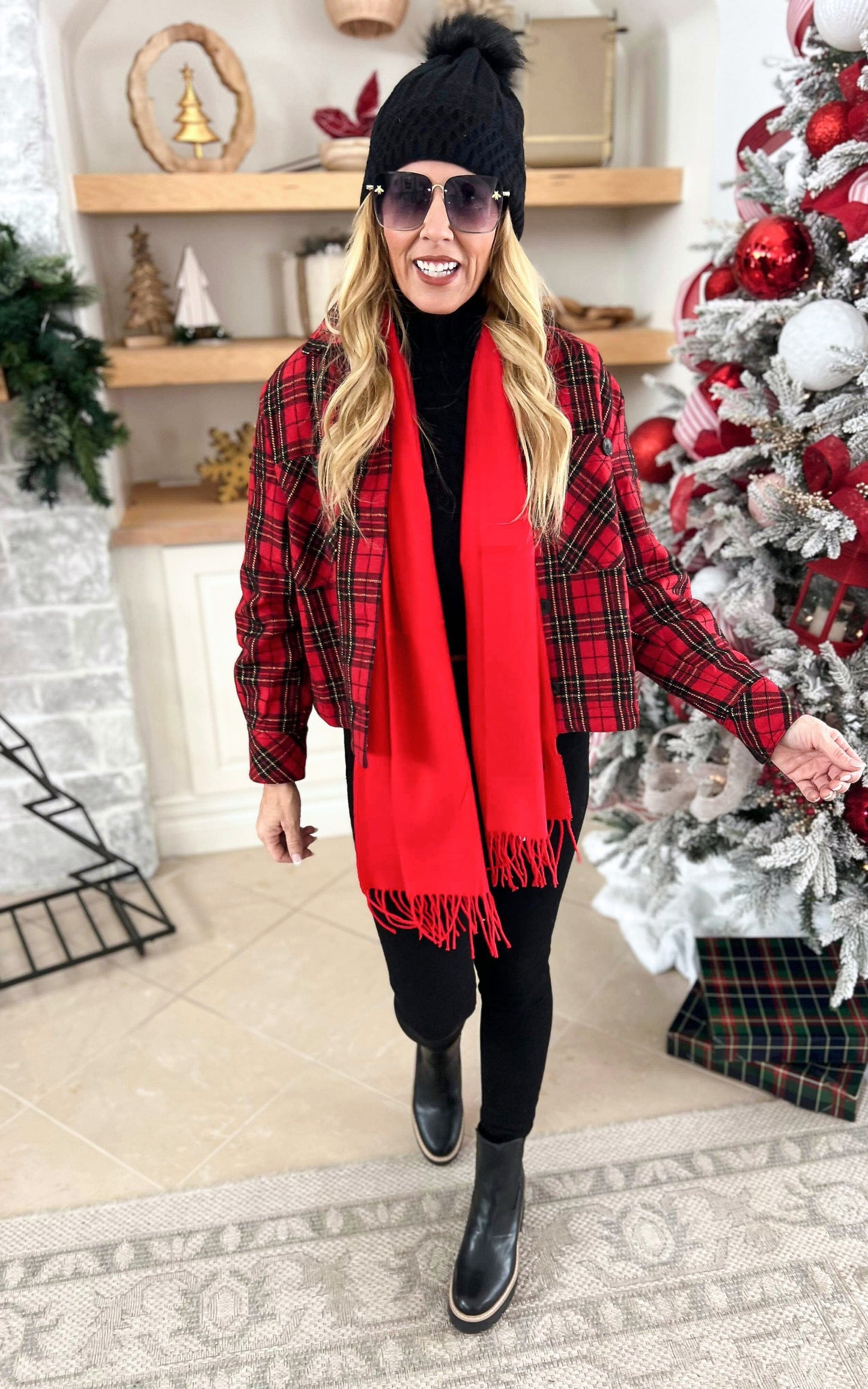 Red Christmas Plaid Jacket