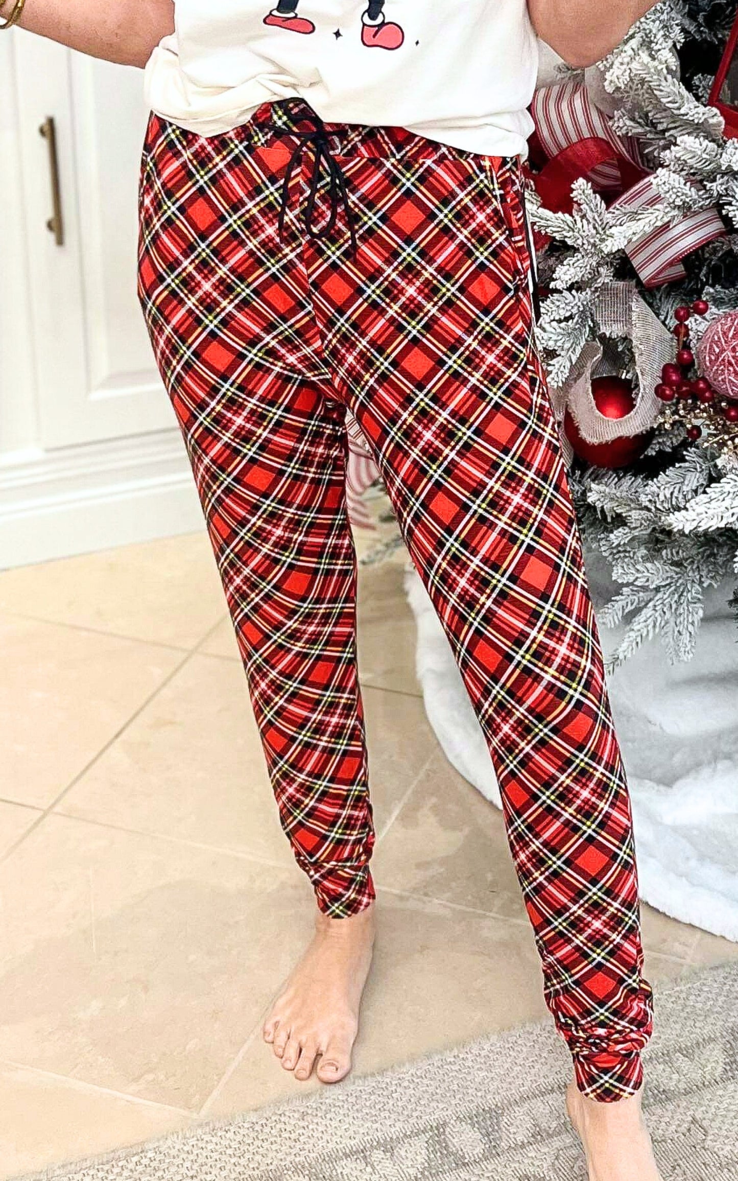 Red Black Plaid Butter Soft Joggers