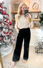 Black Velvet Wide Leg Pants - Final Sale