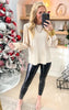 Champagne Textured Long Sleeve Peasant Top