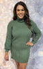 Olive Turtleneck Sweater Dress