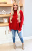 Ribbed Trim Mock Neck Sweater