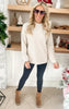 Beige Textured Mock Neck Sweatshirt