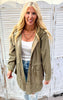 Vintage Olive Button Up Hoodie Jacket