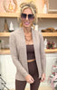 Taupe Waffle Texture Open Front Cardigan