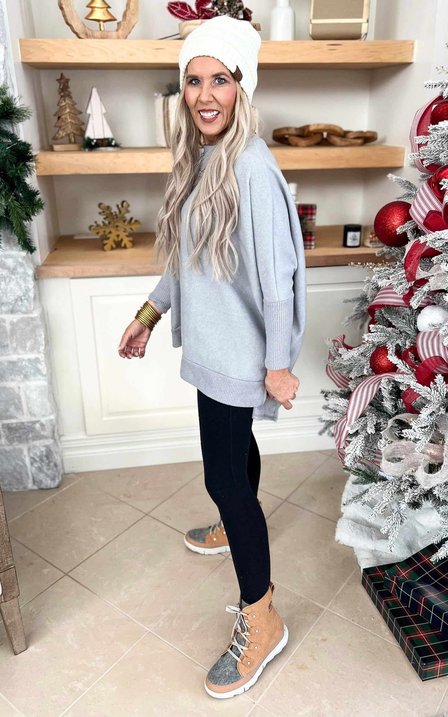 Heather Grey Round Neck Oversize Tunic - Final Sale