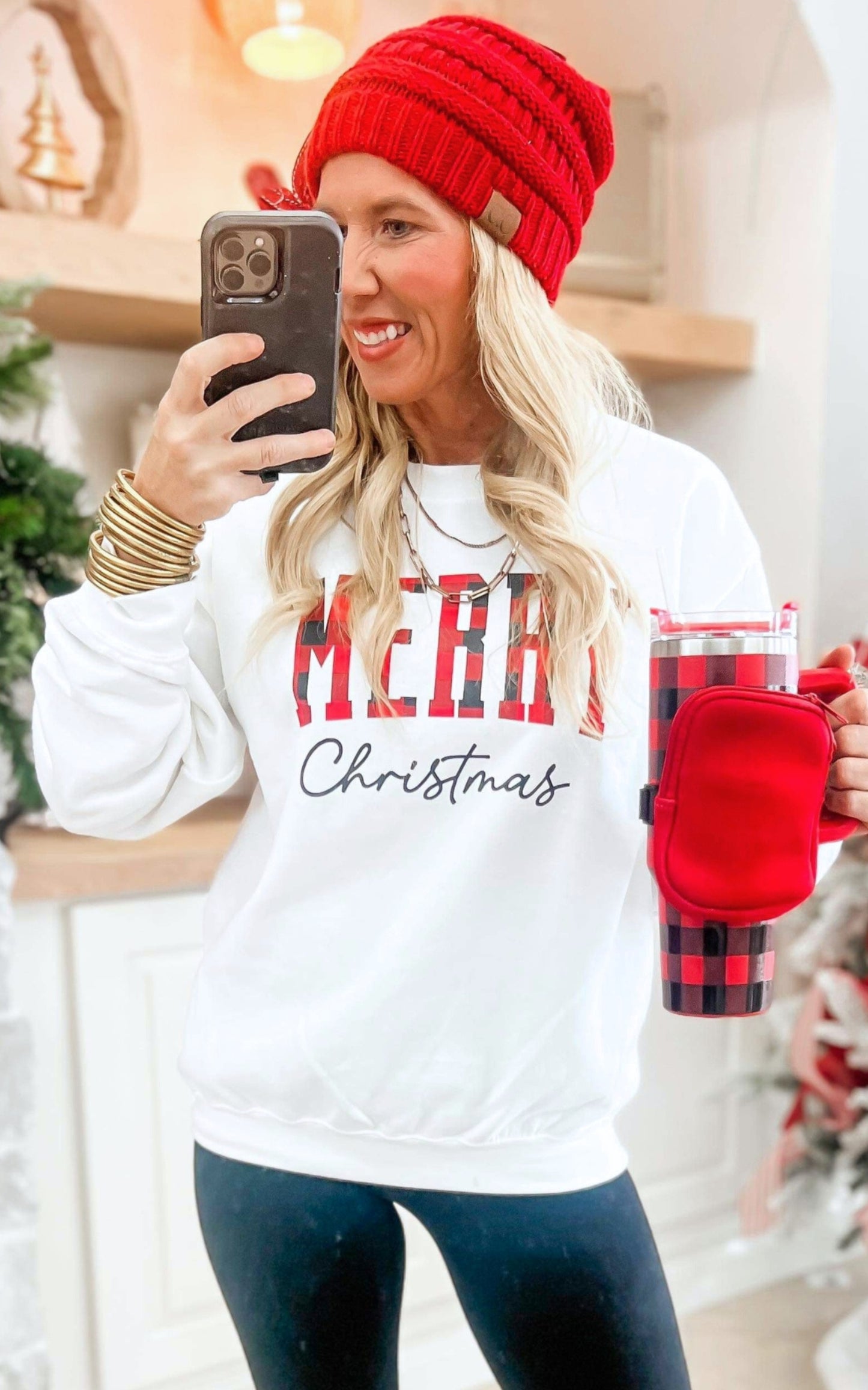 Buffalo Plaid Merry Crewneck Sweatshirt