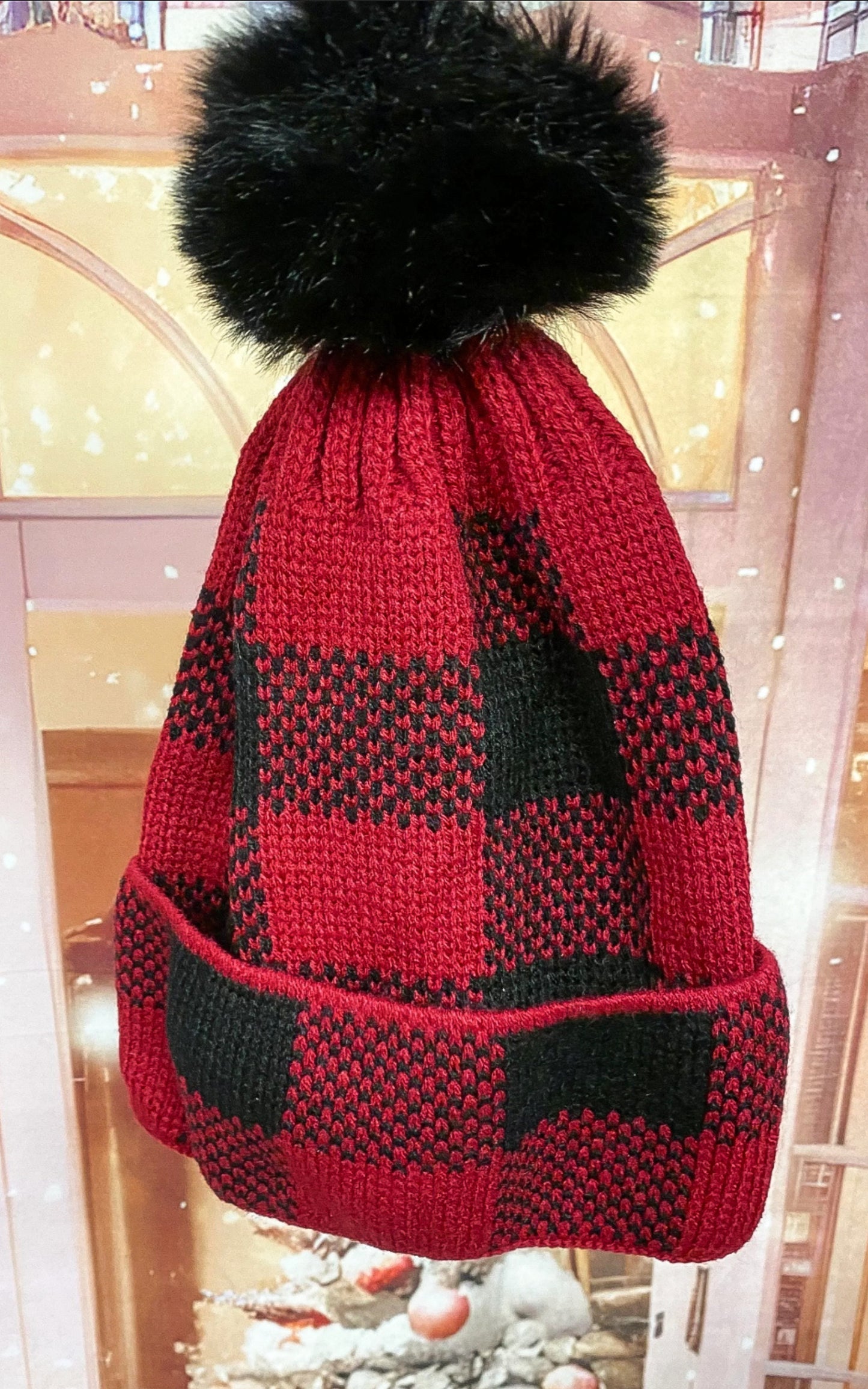 Buffalo Plaid Pom Pom Beanie - DEAL COUPON EXCLUDED