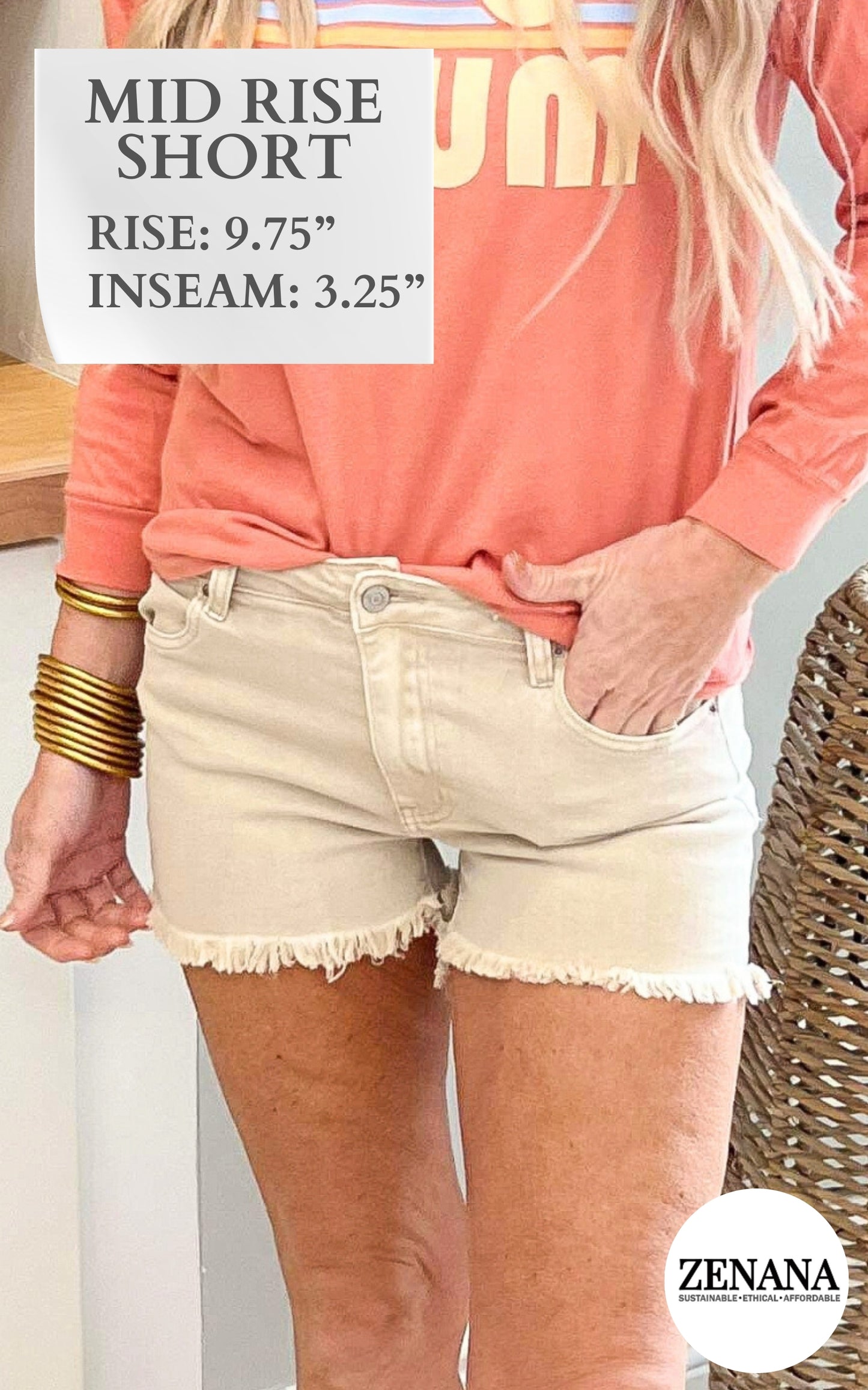 Mid Rise Acid Wash Frayed Cutoff Denim Shorts | Zenana - Final Sale