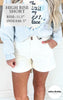 The Bianca High Rise White Denim Shorts | MICA - Final Sale