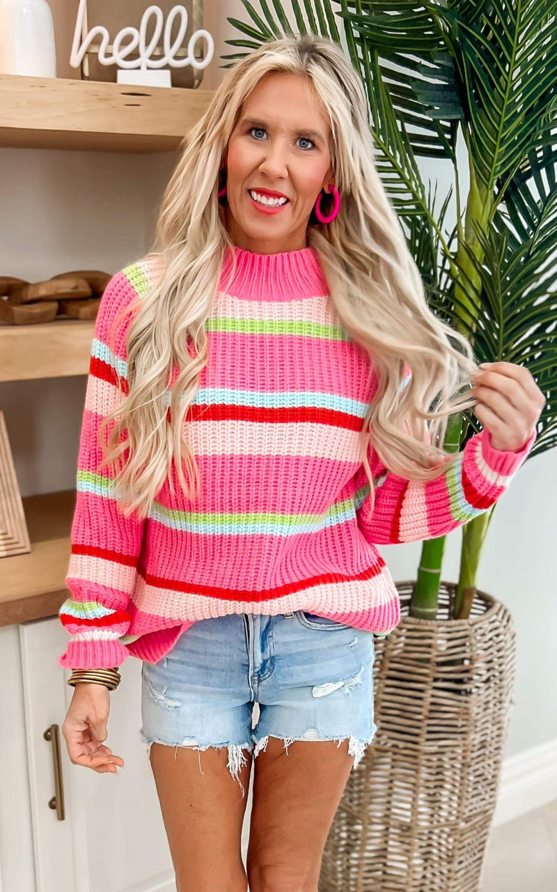 Candy Striped Sweater Pullover - Final Sale