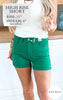 Kelly Green High Waist Tummy Control Denim Shorts (REG/CURVY) | Judy Blue - Final Sale