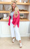 Fuchsia Chenille Cable Knit Cardigan