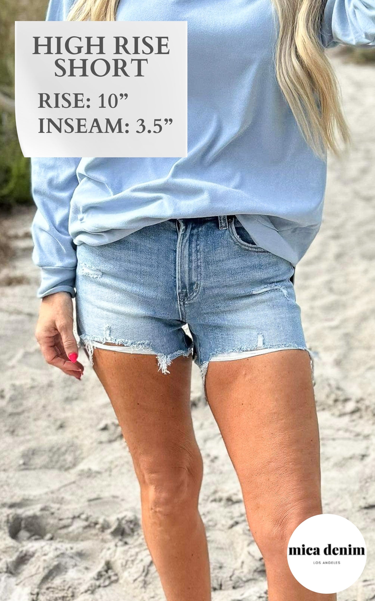 The Whitney Vintage High Rise Distressed Denim Shorts - Mica - Final Sale